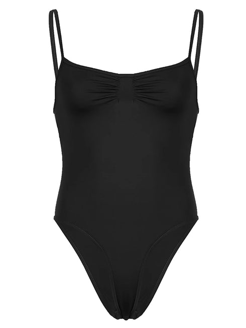 Sleeveless Skinny Shirring Spaghetti Strap Bodysuit for Women Vacation Camisole
